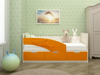 Дельфин-3 Кровать детская 3 ящика без ручек 1.6 Оранжевый глянец в Железногорске - zheleznogorsk.mebel54.com | фото