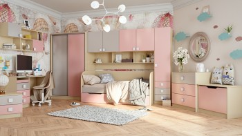 Детская комната Грэйси (Розовый/Серый/корпус Клен) в Железногорске - zheleznogorsk.mebel54.com | фото