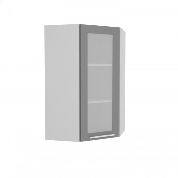 Гарда ВПУС 550 шкаф верхний угловой со стеклом высокий (Белый Эмалит/корпус Серый) в Железногорске - zheleznogorsk.mebel54.com | фото