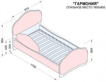 Кровать 160 Гармония 32 Фиолетовый (мягкий бортик) в Железногорске - zheleznogorsk.mebel54.com | фото