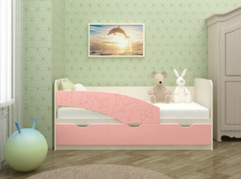 Кровать Бабочки 1,6м (Розовый металлик) в Железногорске - zheleznogorsk.mebel54.com | фото
