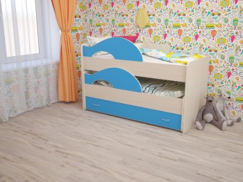 Кровать детская Радуга 1600 Млечный дуб/Голубой в Железногорске - zheleznogorsk.mebel54.com | фото