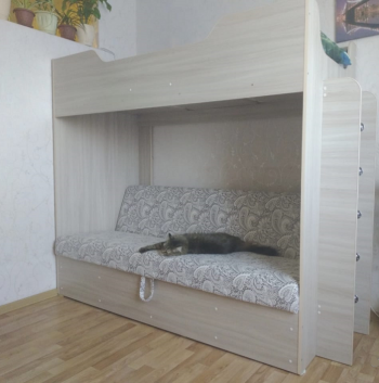 Кровать двухъярусная с диваном (Беленый дуб) в Железногорске - zheleznogorsk.mebel54.com | фото