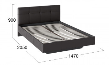 Кровать «Элис» c мягкой обивкой тип 1 Экокожа/Темно-коричневый/1400 в Железногорске - zheleznogorsk.mebel54.com | фото