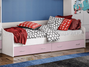 Кровать Fashion-1 Вега 0,9 м (Белый/Розовый) в Железногорске - zheleznogorsk.mebel54.com | фото