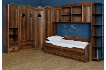Кровать с 2-мя ящиками «Навигатор» (Дуб Каньон) в Железногорске - zheleznogorsk.mebel54.com | фото