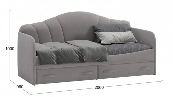 Кровать с мягкой спинкой и ящиками «Сабрина» 900 Светло-серый в Железногорске - zheleznogorsk.mebel54.com | фото