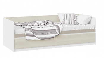 Кровать «Сканди» с 2 ящиками Дуб Гарден/Белый/Глиняный серый в Железногорске - zheleznogorsk.mebel54.com | фото