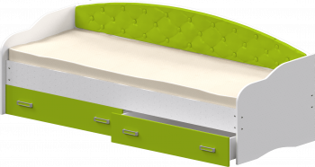 Кровать Софа-7 с мягкой спинкой (800х1900) Белый/Лайм в Железногорске - zheleznogorsk.mebel54.com | фото