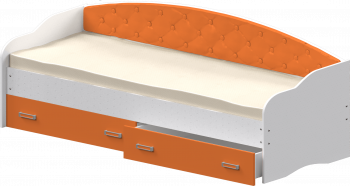 Кровать Софа-7 с мягкой спинкой (800х1900) Белый/Оранжевый в Железногорске - zheleznogorsk.mebel54.com | фото