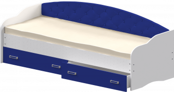 Кровать Софа-8 с мягкой спинкой (900х1900) Белый/Синий в Железногорске - zheleznogorsk.mebel54.com | фото