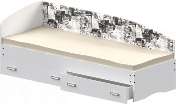 Кровать Софа-9 с мягкой спинкой с рисунком Милана (900х1900) Белый в Железногорске - zheleznogorsk.mebel54.com | фото