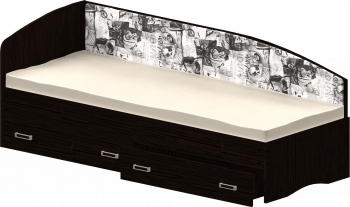 Кровать Софа-9 с мягкой спинкой с рисунком Милана (900х1900) Венге в Железногорске - zheleznogorsk.mebel54.com | фото