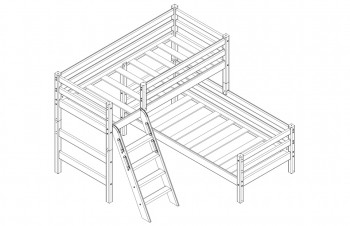 Кровать Соня вариант 8 угловая с наклонной лестницей Белый полупрозрачный в Железногорске - zheleznogorsk.mebel54.com | фото