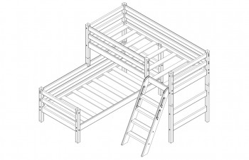 Кровать Соня вариант 8 угловая с наклонной лестницей Белый полупрозрачный в Железногорске - zheleznogorsk.mebel54.com | фото