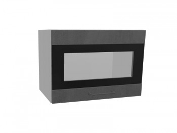 Лофт ПГСФ 500 шкаф верхний горизонтальный со стеклом и фотопечатью (Бетон темный/корпус Серый) в Железногорске - zheleznogorsk.mebel54.com | фото