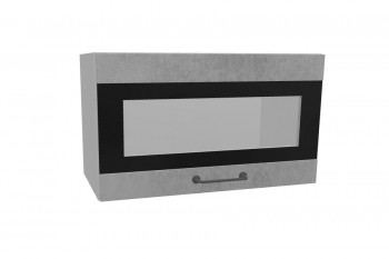 Лофт ПГСФ 600 шкаф верхний горизонтальный со стеклом и фотопечатью (Бетон светлый/корпус Серый) в Железногорске - zheleznogorsk.mebel54.com | фото