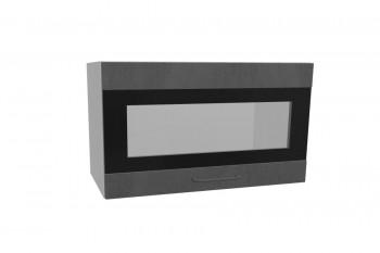 Лофт ПГСФ 600 шкаф верхний горизонтальный со стеклом и фотопечатью (Бетон темный/корпус Серый) в Железногорске - zheleznogorsk.mebel54.com | фото