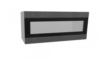Лофт ПГСФ 800 шкаф верхний горизонтальный со стеклом и фотопечатью (Бетон темный/корпус Серый) в Железногорске - zheleznogorsk.mebel54.com | фото