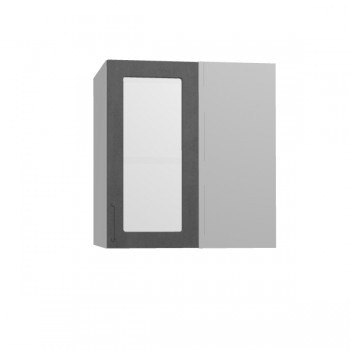 Лофт ПУС 650 шкаф верхний угловой со стеклом (Бетон темный/корпус Серый) в Железногорске - zheleznogorsk.mebel54.com | фото