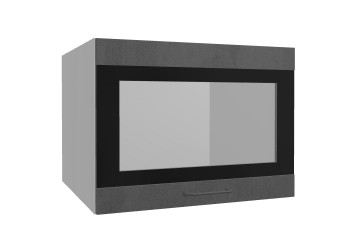 Лофт ВПГСФ 600 шкаф верхний горизонтальный со стеклом высокий с фотопечатью (Бетон темный/корпус Серый) в Железногорске - zheleznogorsk.mebel54.com | фото