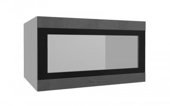 Лофт ВПГСФ 800 шкаф верхний горизонтальный со стеклом высокий с фотопечатью (Бетон темный/корпус Серый) в Железногорске - zheleznogorsk.mebel54.com | фото