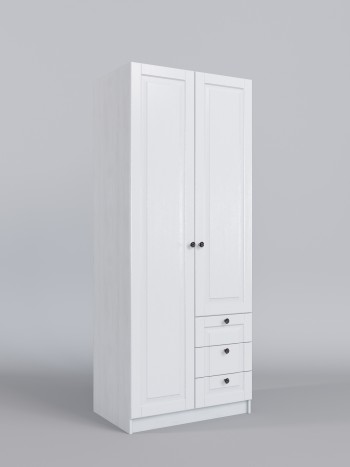 Шкаф 2-х створчатый с ящиками Классика (Белый/корпус Выбеленное дерево) в Железногорске - zheleznogorsk.mebel54.com | фото