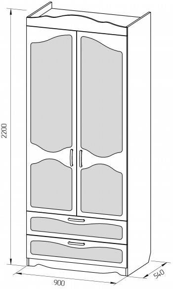 Шкаф 2-х створчатый с ящиками серии Иллюзия 99 Серый в Железногорске - zheleznogorsk.mebel54.com | фото