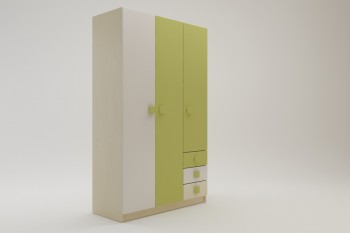 Шкаф 3-х створчатый с ящиками Эппл (Зеленый/Белый/корпус Клен) в Железногорске - zheleznogorsk.mebel54.com | фото