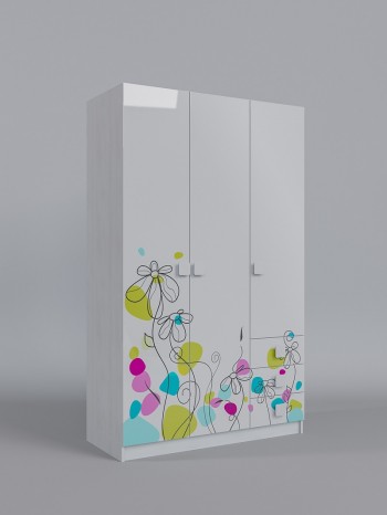 Шкаф 3-х створчатый с ящиками Флёр (Белый/корпус Выбеленное дерево) в Железногорске - zheleznogorsk.mebel54.com | фото