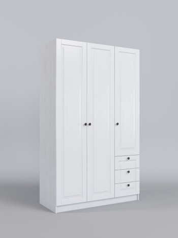 Шкаф 3-х створчатый с ящиками Классика (Белый/корпус Выбеленное дерево) в Железногорске - zheleznogorsk.mebel54.com | фото