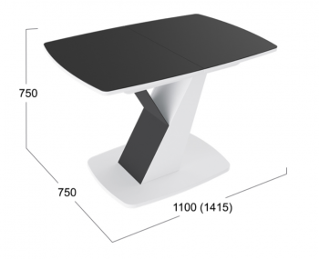 Стол обеденный «Гарда» Тип 1 (Белый/Стекло матовое черный графит) в Железногорске - zheleznogorsk.mebel54.com | фото